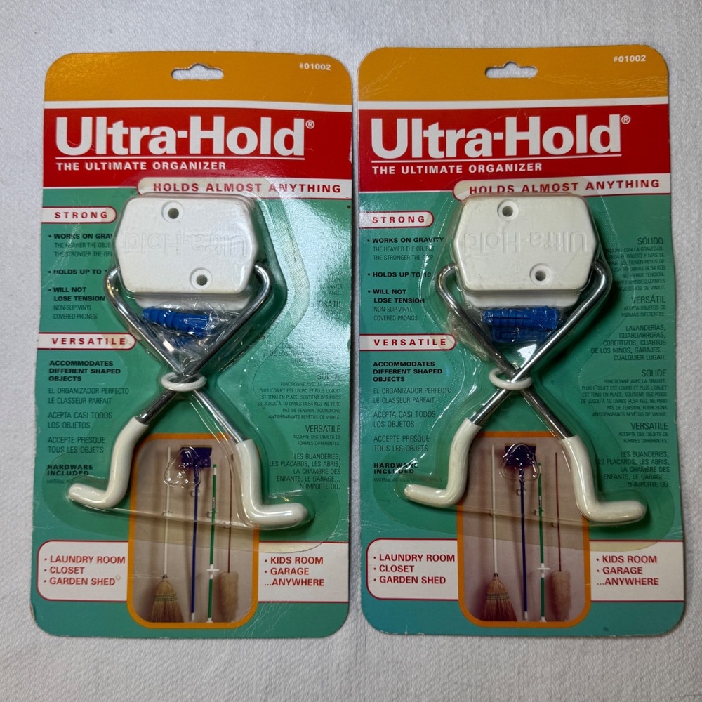 Lot of 2 Ultra-Hold The Ultimate Organizer Wall Mount Tool Clamp White 01002 NEW